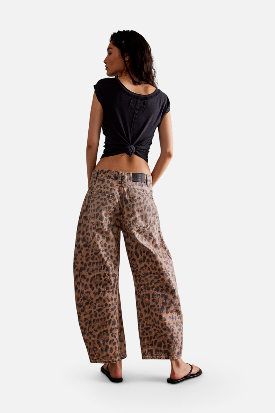 Free People Good Luck Printed Barrel Jeans in Brown Sugar Combo – side view