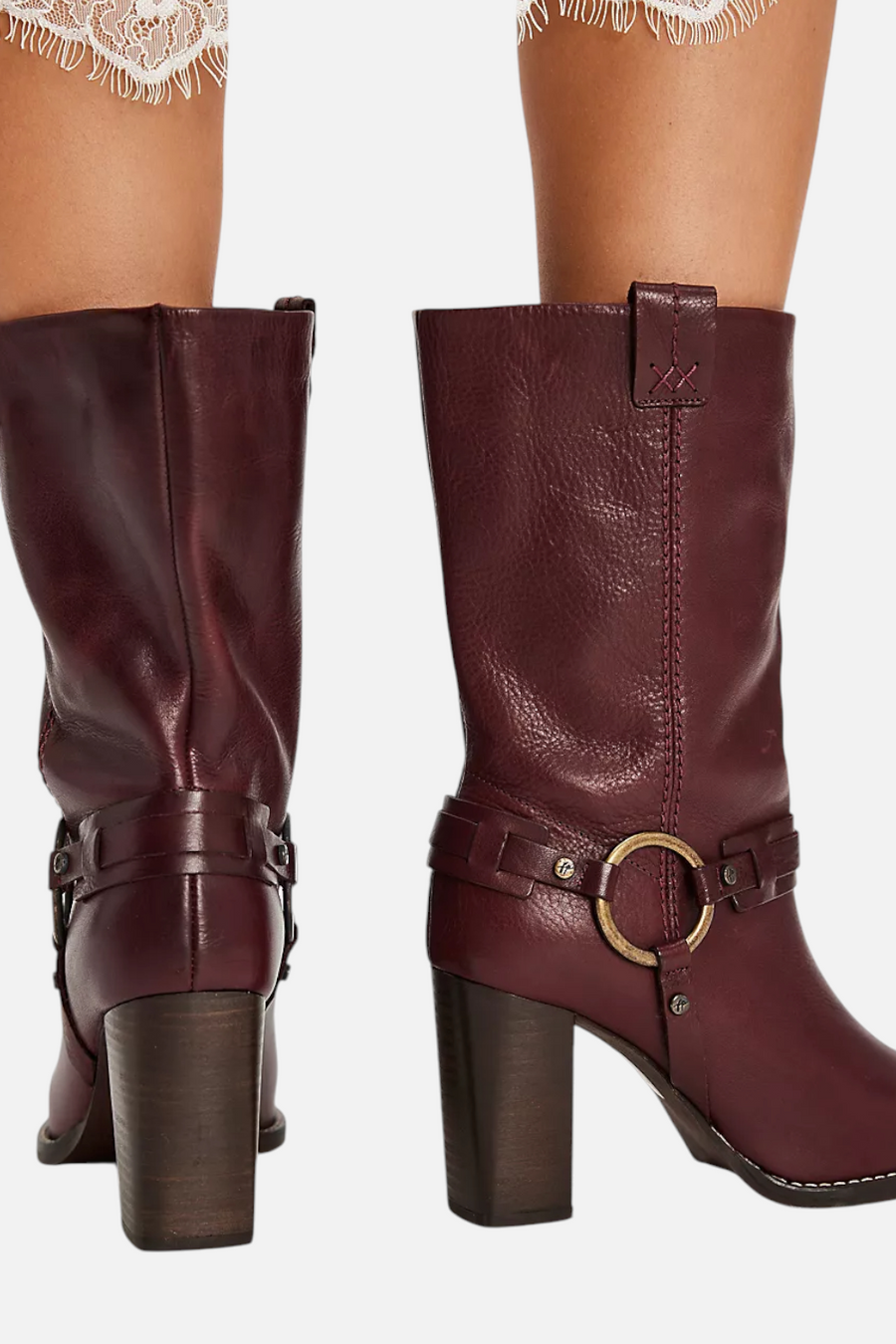 Free People Hayden Harness Boot in Cabernet Leather – back view