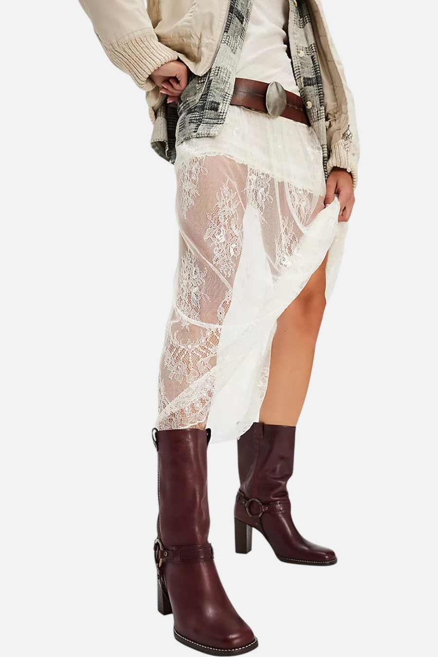 Free People Hayden Harness Boot in Cabernet Leather – side view