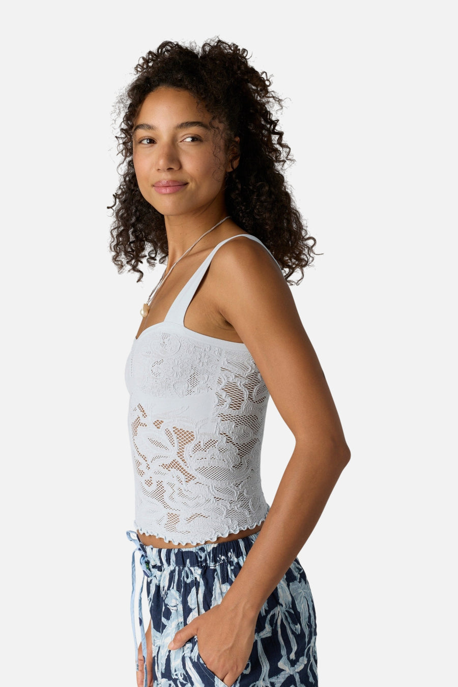Free People Heirloom Cami in Ice Skating – on model