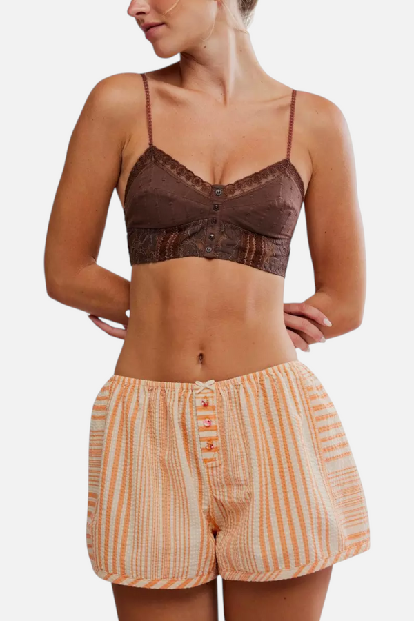 Free People Home By 8 Boxer in Coral Combo