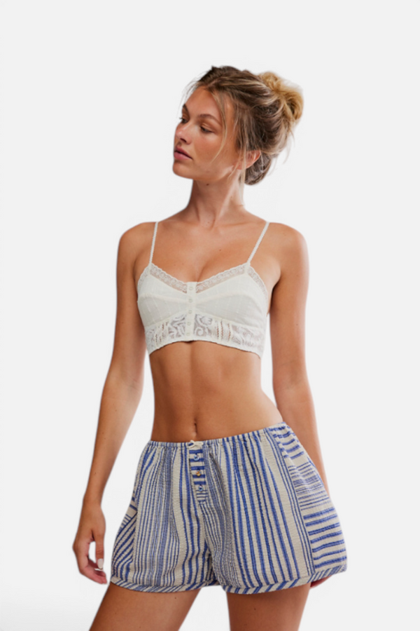 Free People Home By 8 Boxer Short in Cobalt Combo