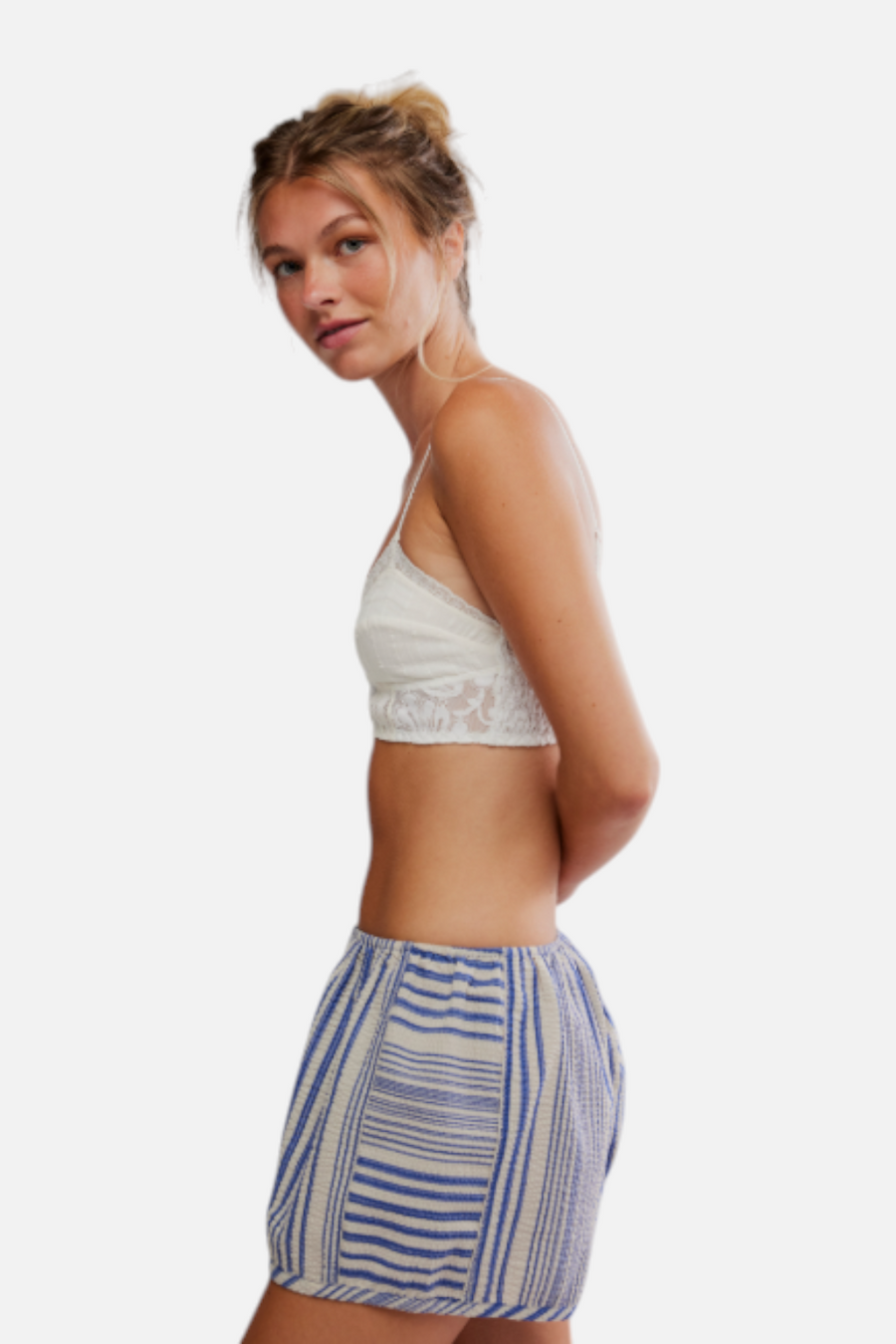 Free People Home By 8 Boxer Short in Cobalt Combo – side view