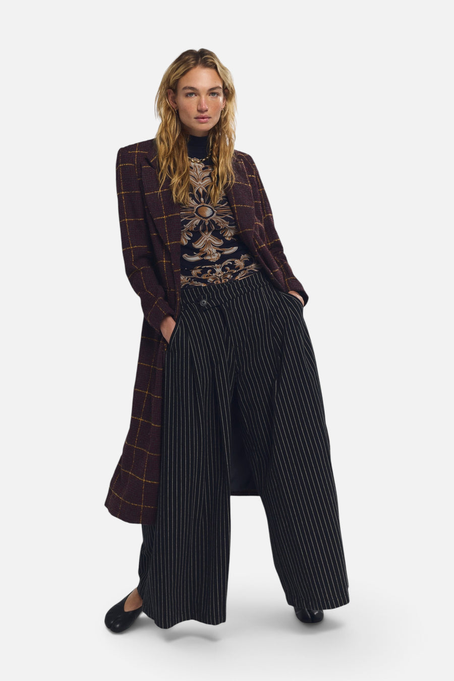 Free People Jessa Long Sleeve Top in Navy Combo – side view