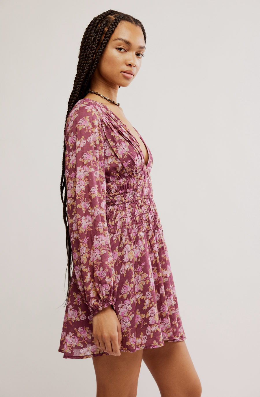 Free People Keep You Mini Dress in Berry Combo – back view