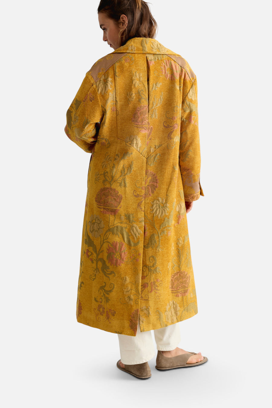 Free People Laurel Canyon Coat in Yellow Combo – back view