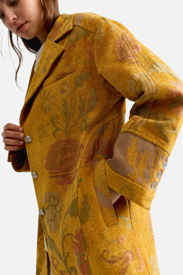 Free People Laurel Canyon Coat in Yellow Combo