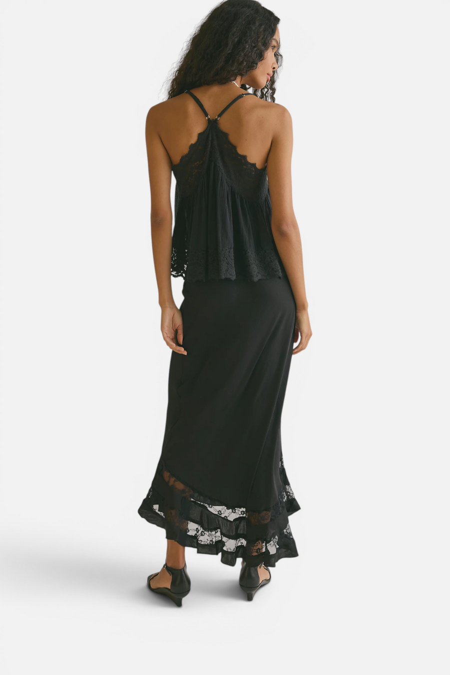 Free People Long Lost Lover Maxi Slip Skirt in Black – alternate
