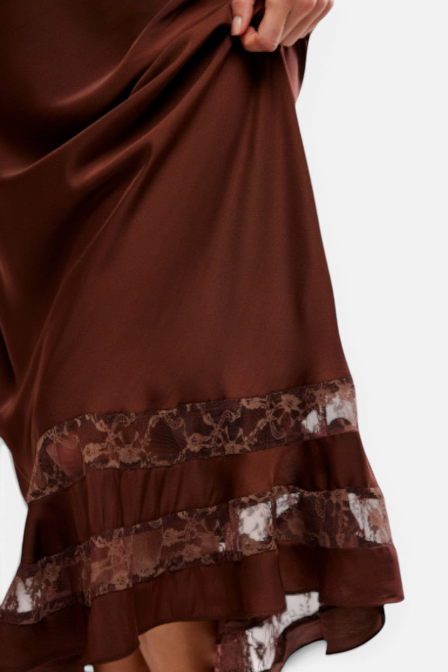 Free People Long Lost Lover Maxi Slip Skirt in Spice – flat lay