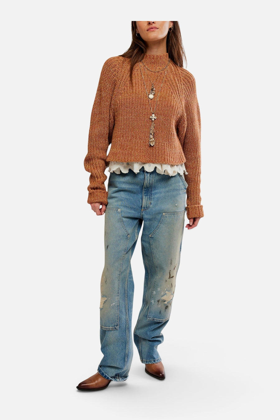 Free People Low Tide Pullover in Cinnamon Spice – side view