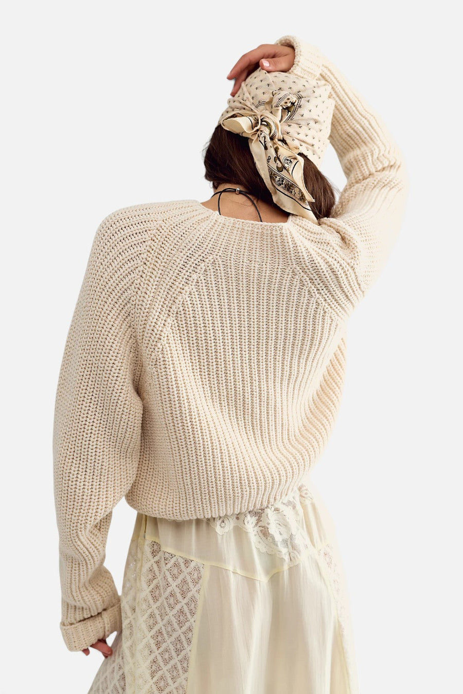 Free People Low Tide Pullover Sweater in Cream – flat lay