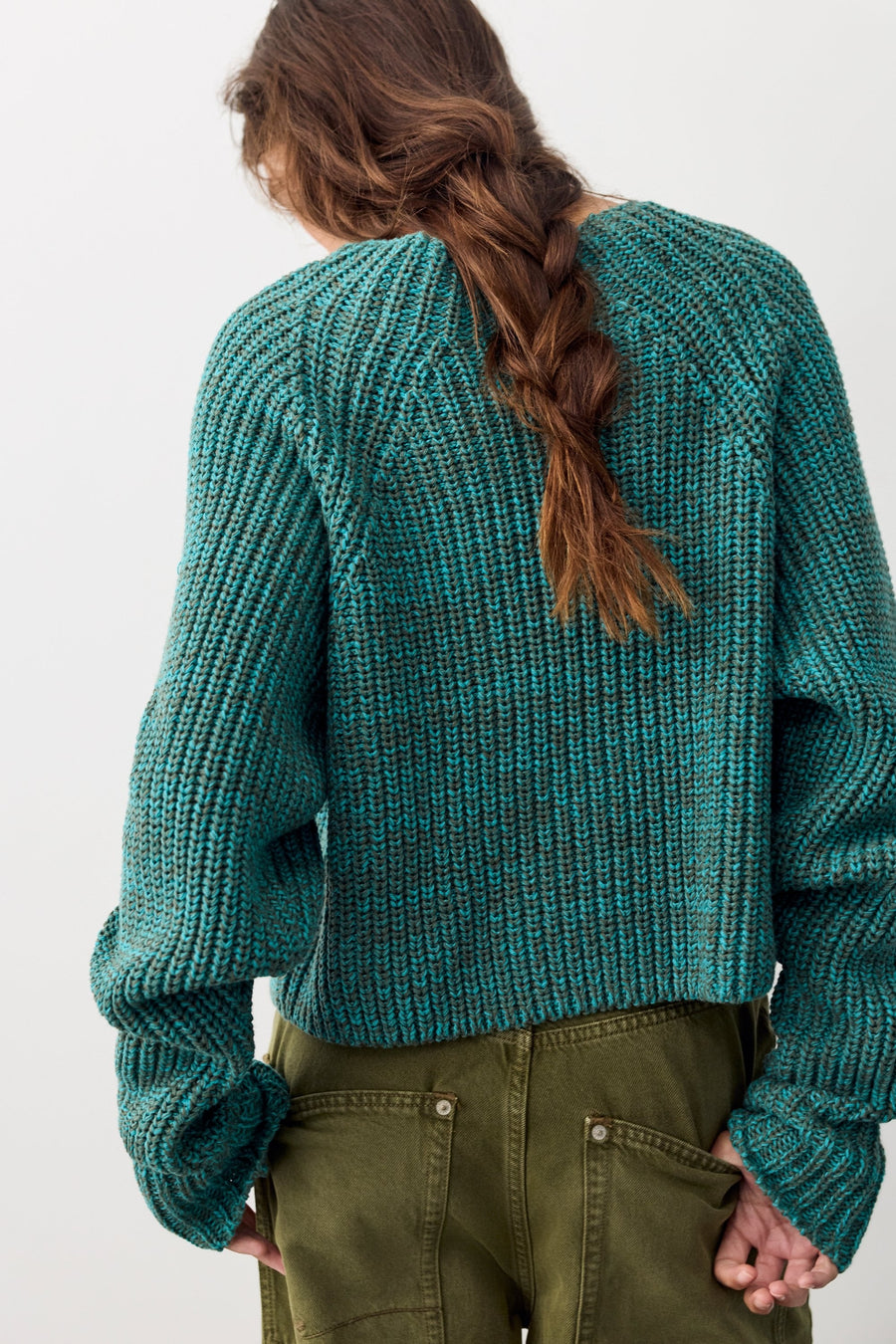 Free People Low Tide Pullover Sweater in Dark Tide – back view