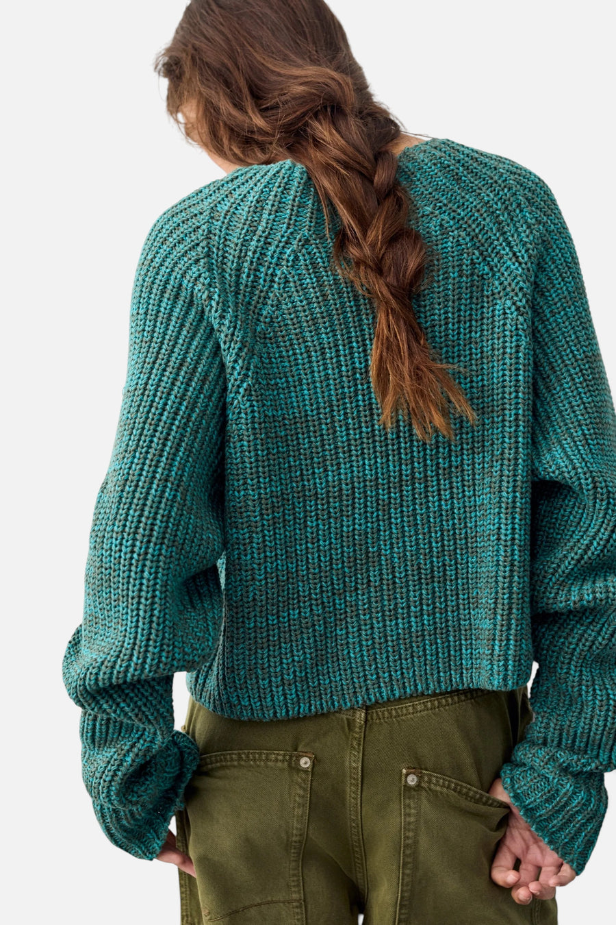 Free People Low Tide Pullover Sweater in Dark Tide – back view