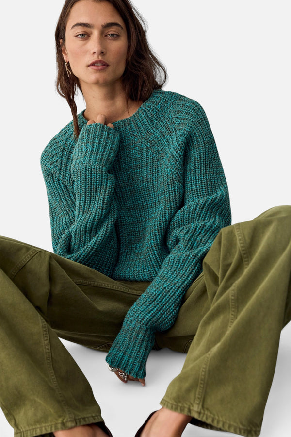 Free People Low Tide Pullover Sweater in Dark Tide
