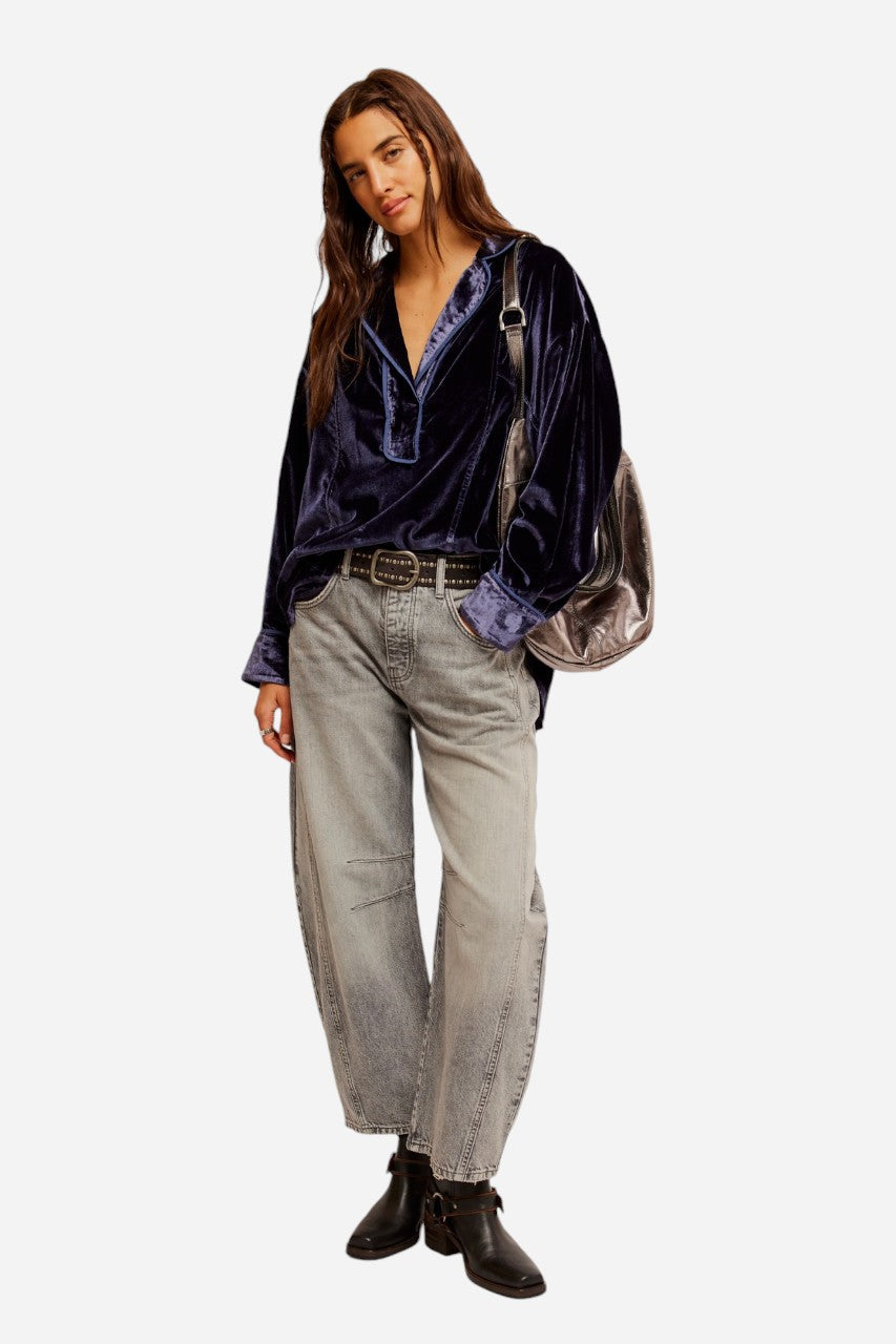 Free People Luxy Velvet Solid Night Sky – flat lay