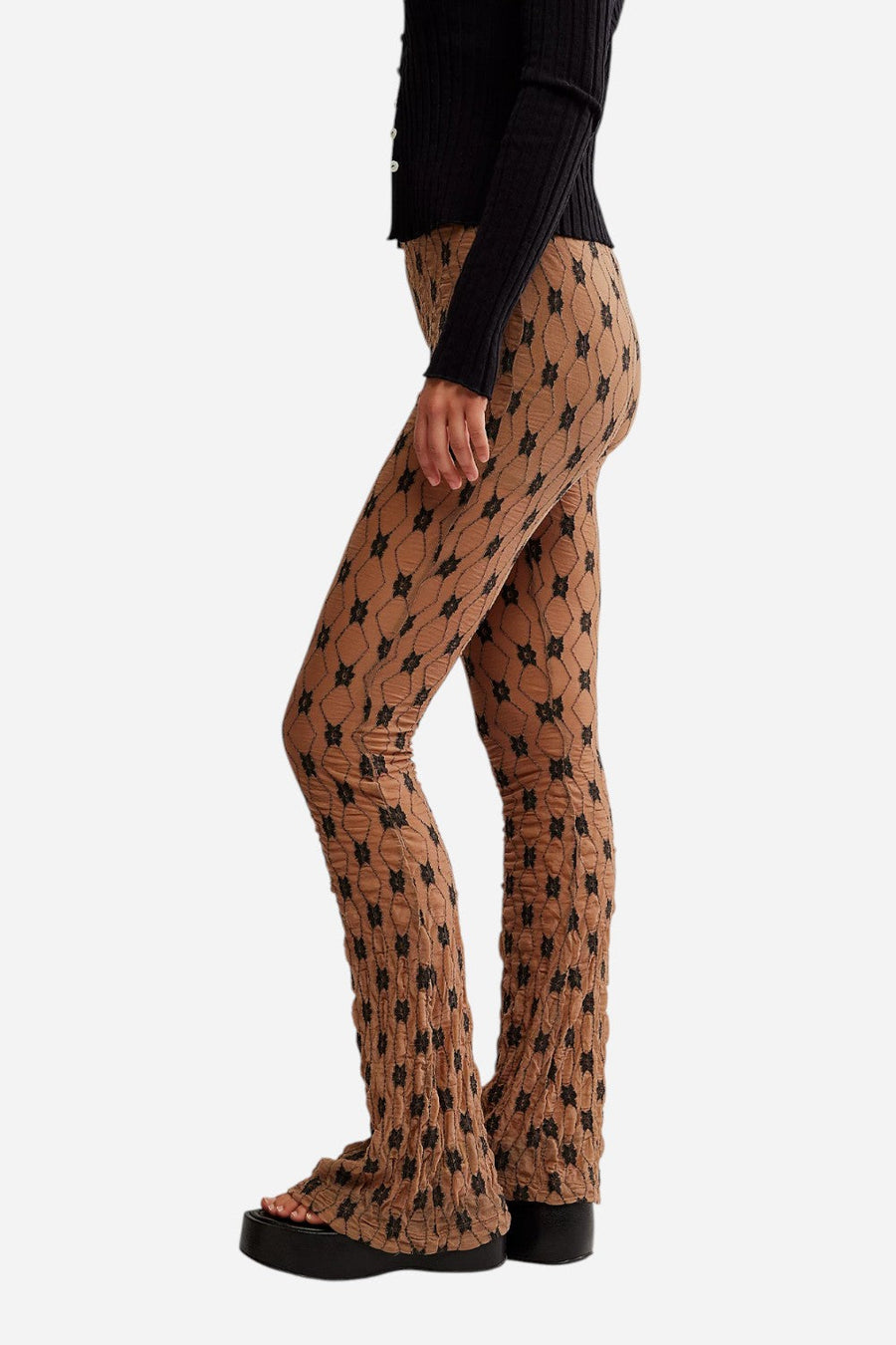 Free People Margot Lace Flare Pants in Woodsmoke – detail