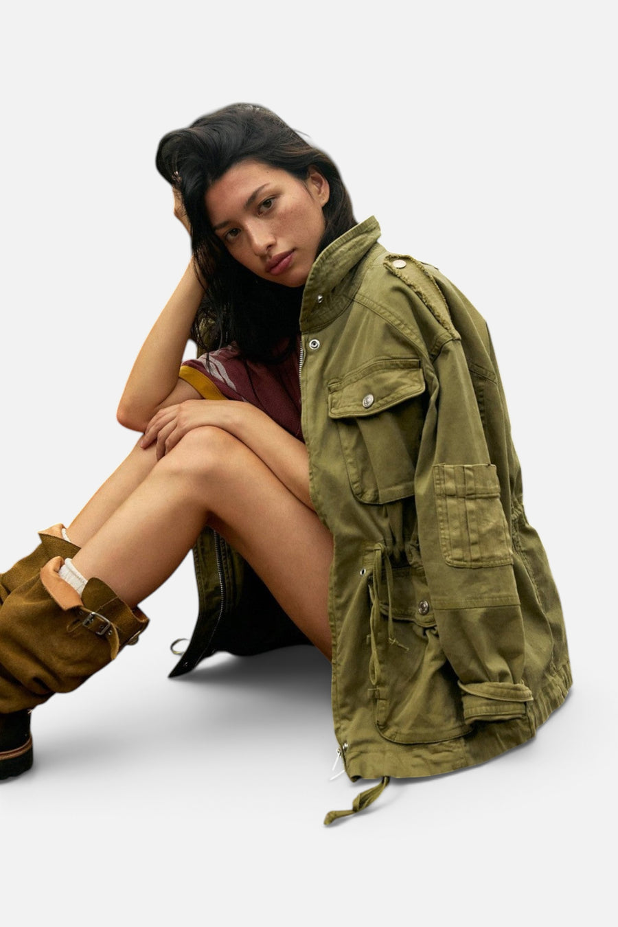 Free People Marlo Surplus Jacket in Olivine – back view