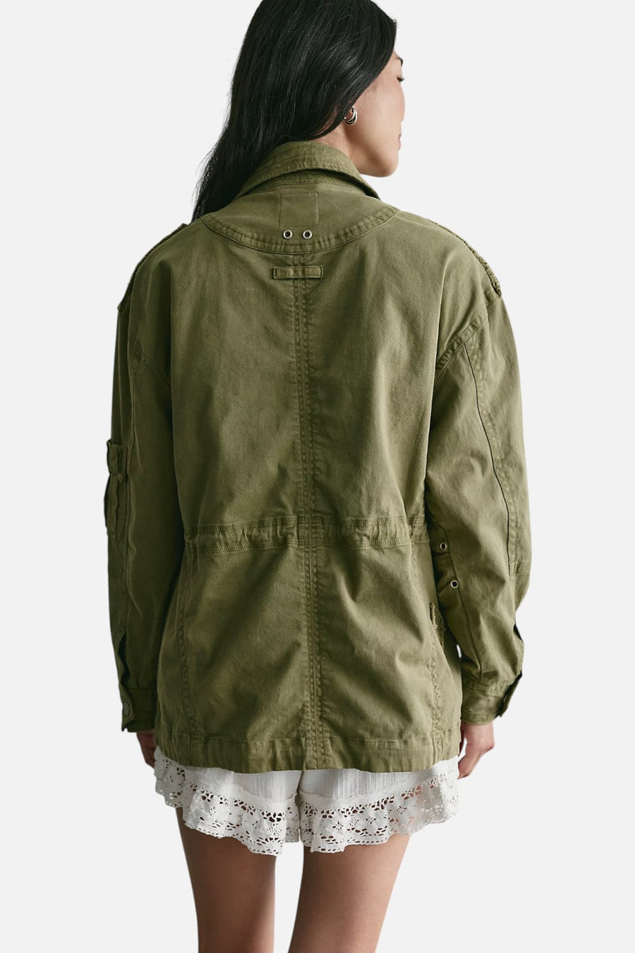 Free People Marlo Surplus Jacket in Olivine – detail
