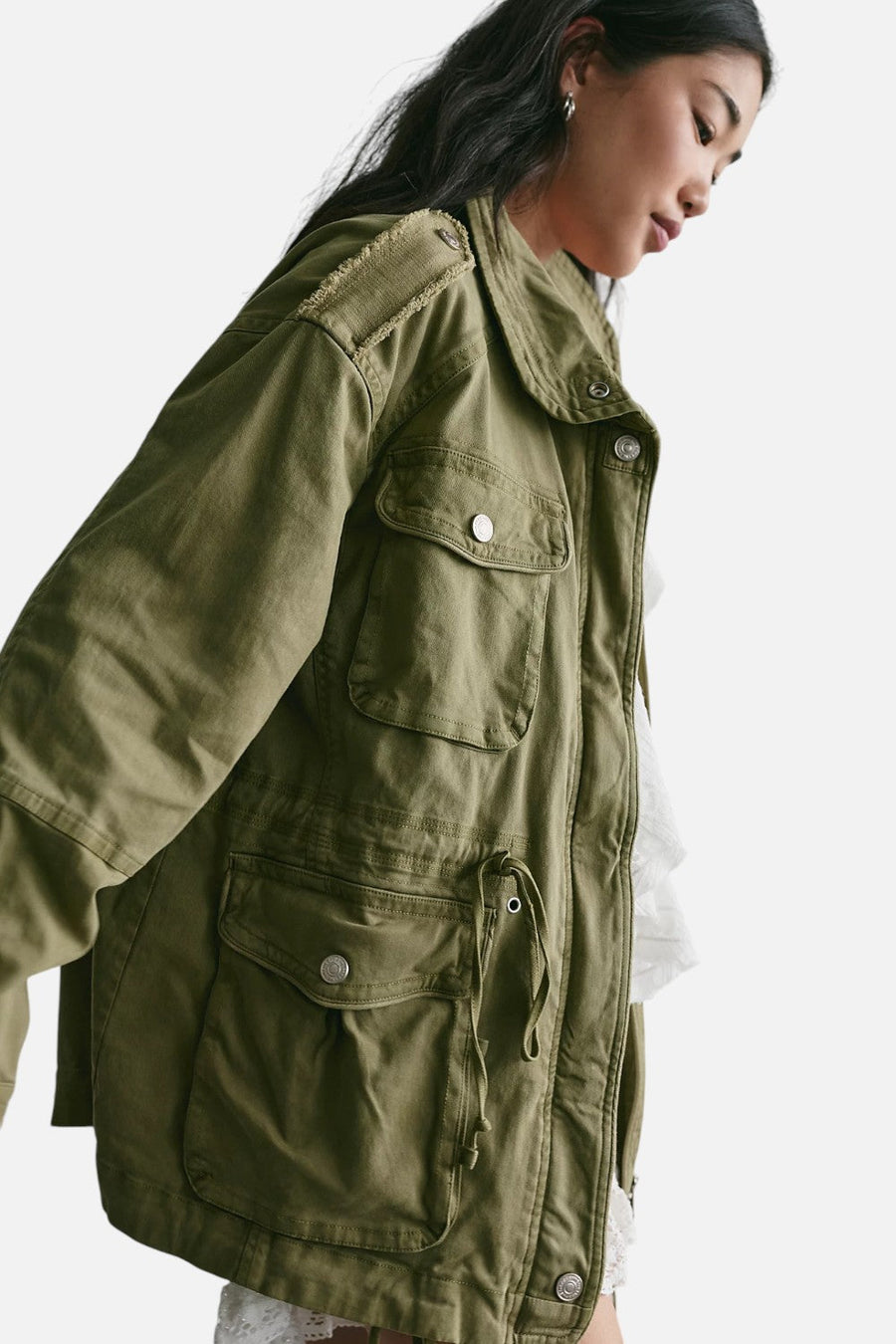 Free People Marlo Surplus Jacket in Olivine – flat lay