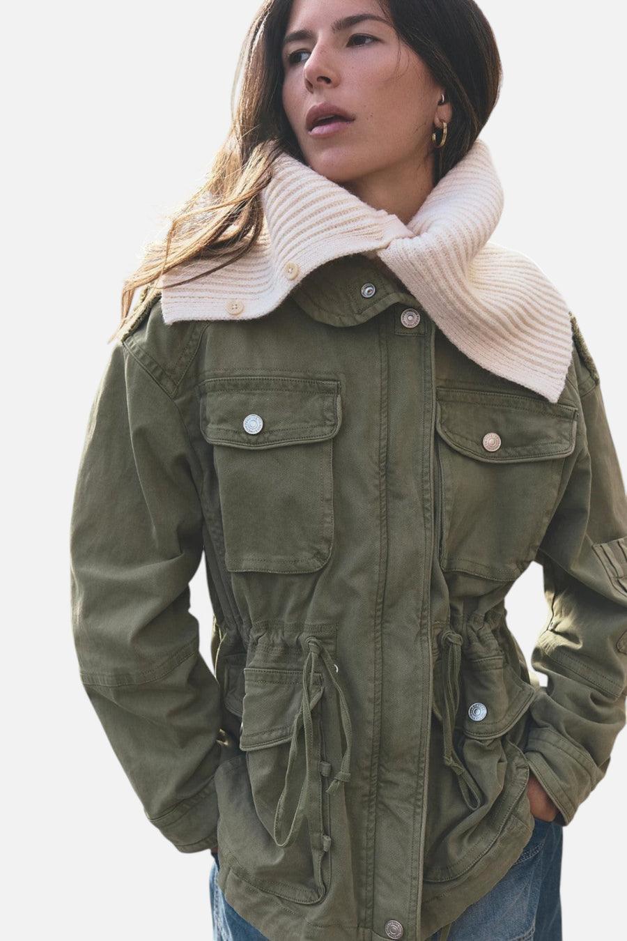 Free People Marlo Surplus Jacket in Olivine – side view