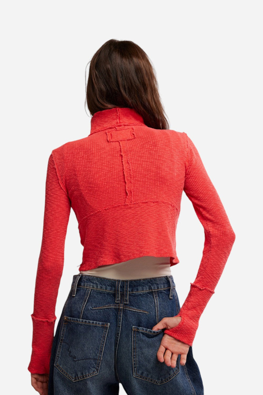 Free People Midnight Half Zip in High Risk Red – side view