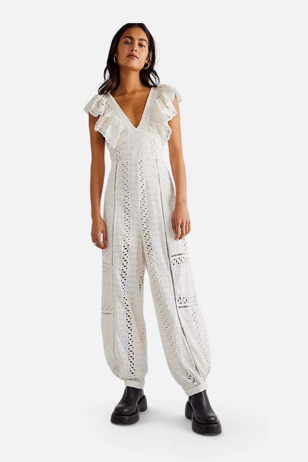 Free People Mikayla Jumpsuit in Ivory