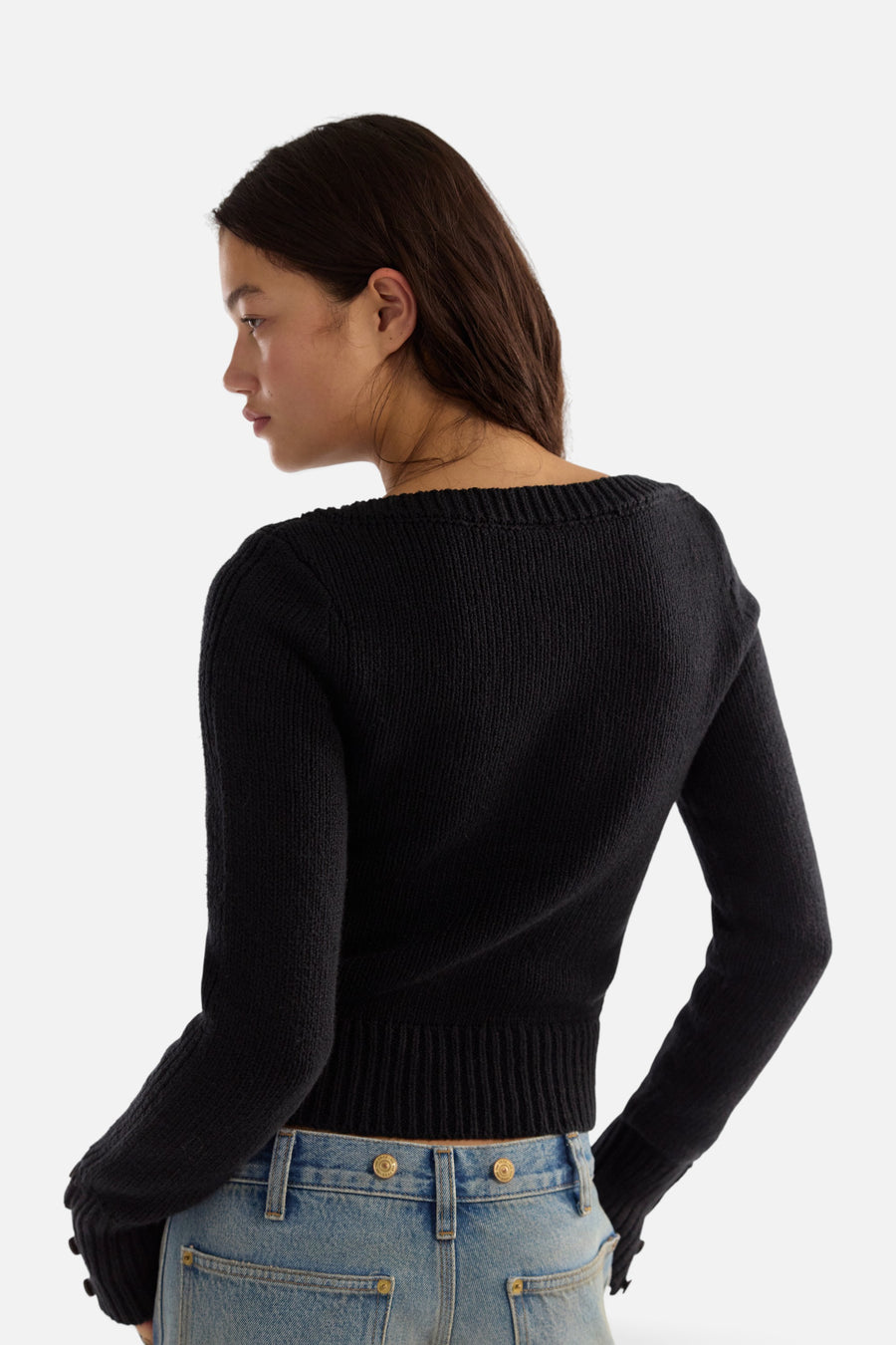 Free People Mila Pullover in Black – back view