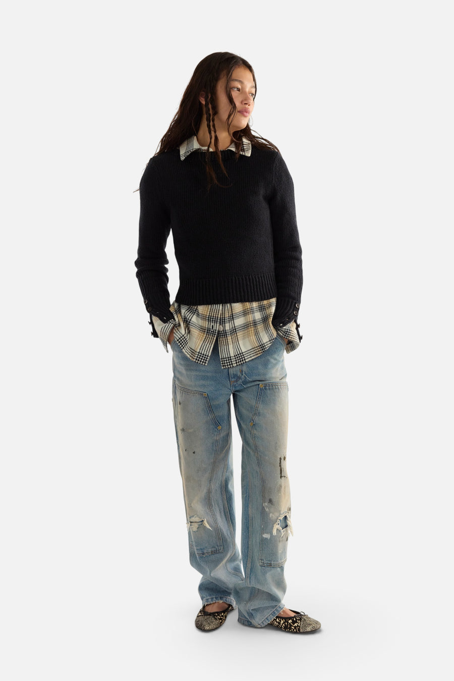 Free People Mila Pullover in Black – full length