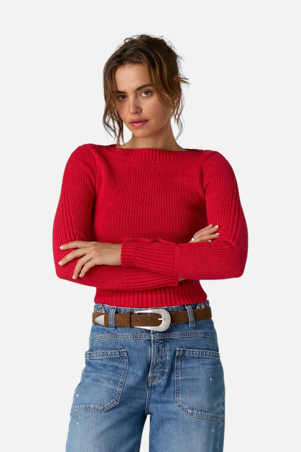 Free People Mila Pullover in Salsa