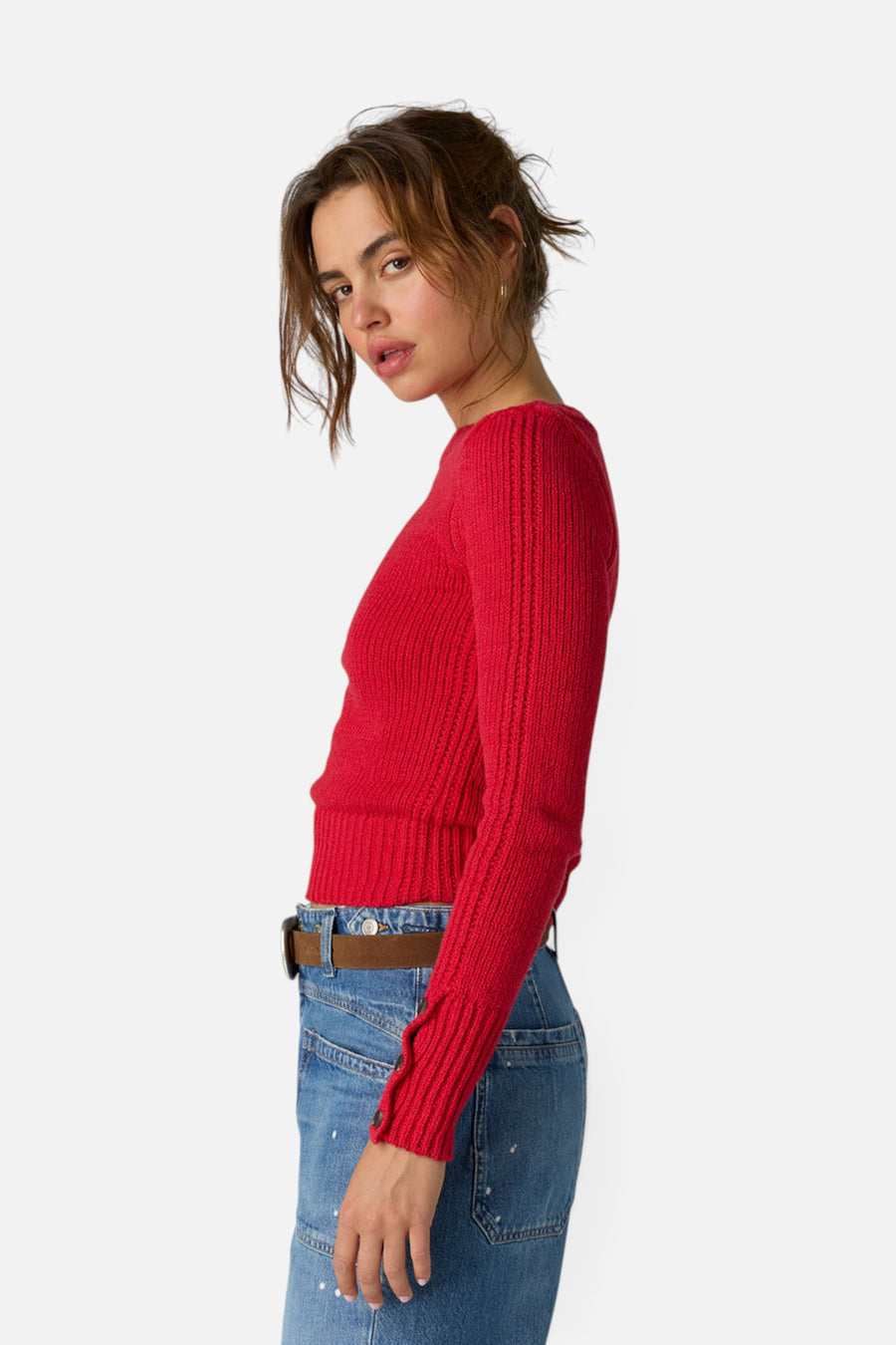 Free People Mila Pullover in Salsa – side view