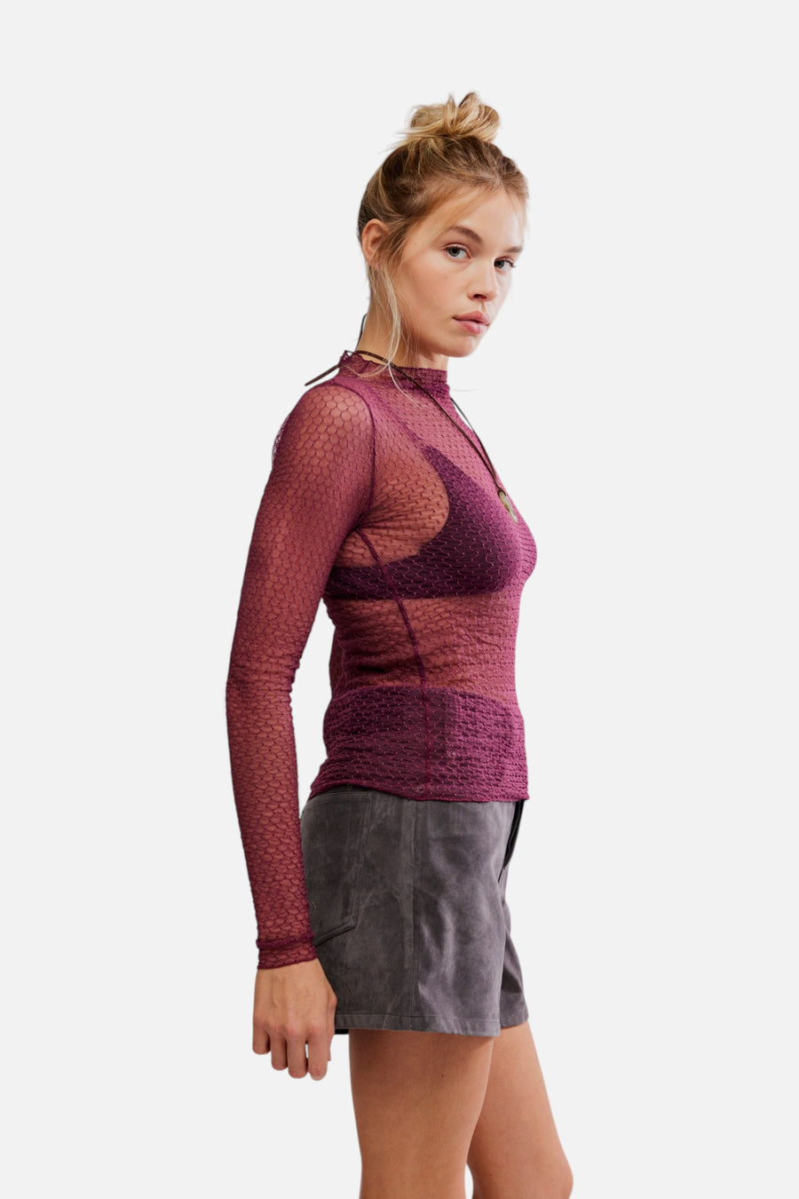 Free People Minding My Business Top in Crushed Berry – back view