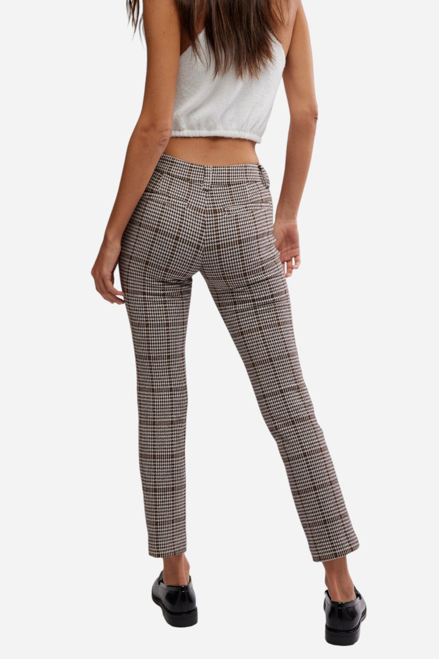 Free People Molly Plaid Slim Pant in Neutral Combo – detail