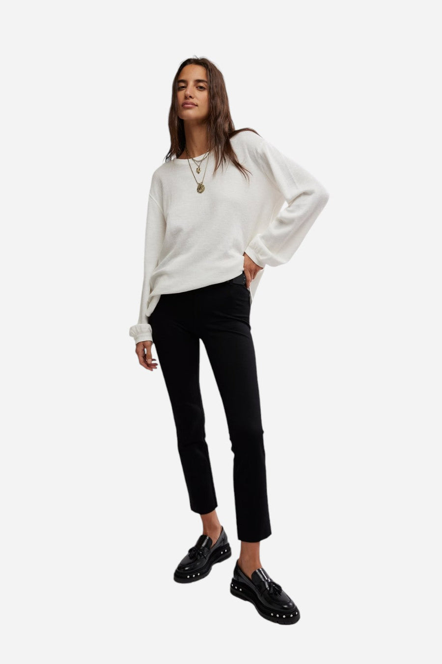 Free People Molly Slim Pant in Black – flat lay
