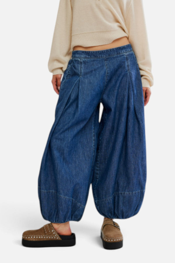 Free People Moonflower Balloon Jeans in Blue Dusk