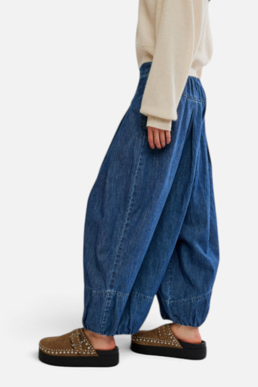 Free People Moonflower Balloon Jeans in Blue Dusk – side view