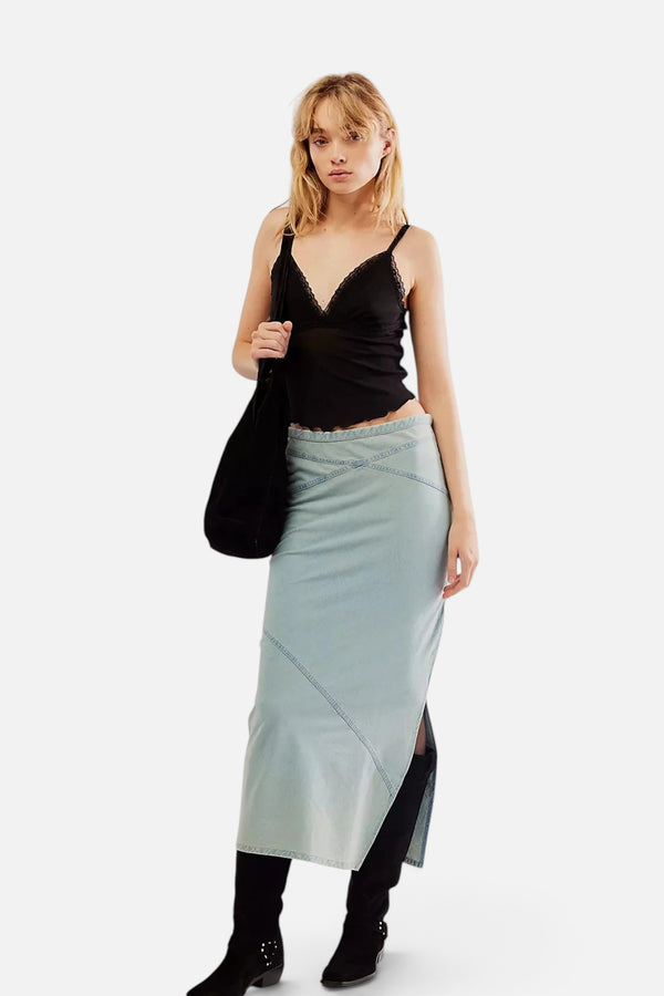 Free People Muse Moment Mid-Rise Slip Skirt in Spring Fling