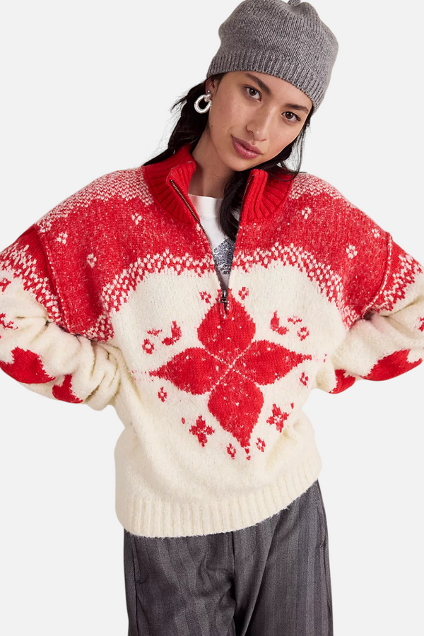 Free People Mythical Sweater in Vanilla Scarlet