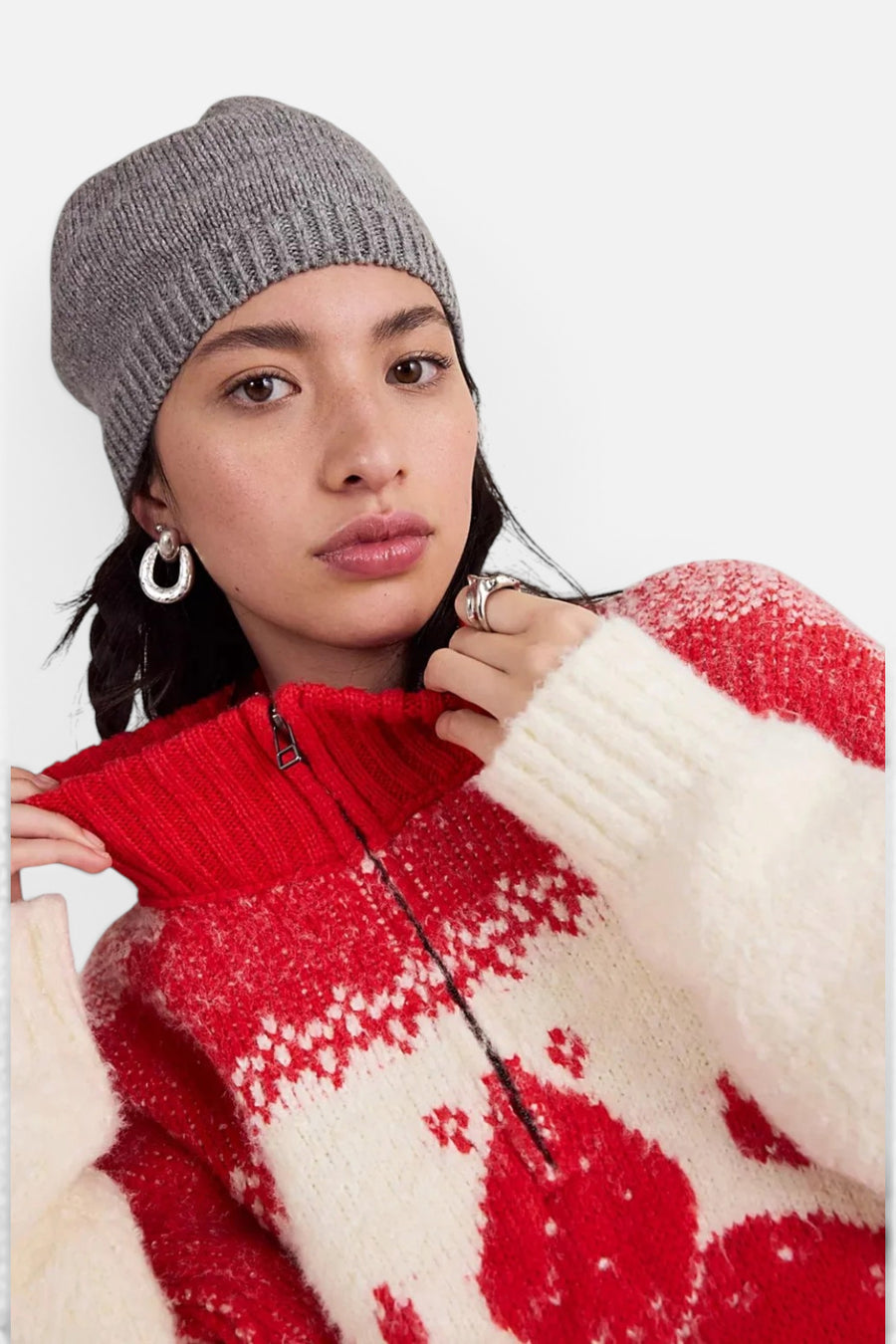 Free People Mythical Sweater in Vanilla Scarlet – side view