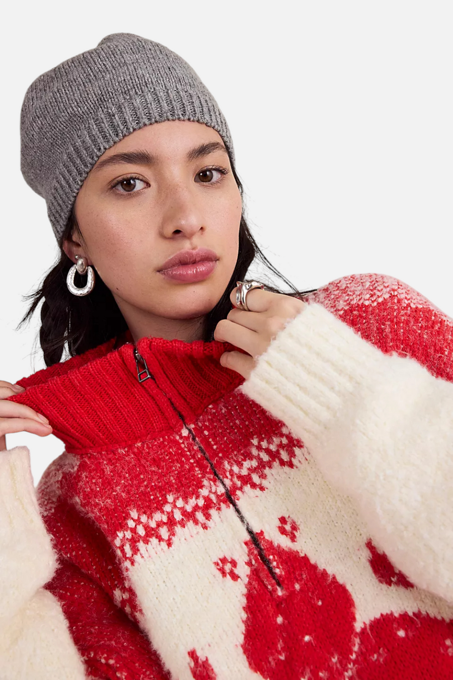 Free People Mythical Sweater in Vanilla Scarlet – side view