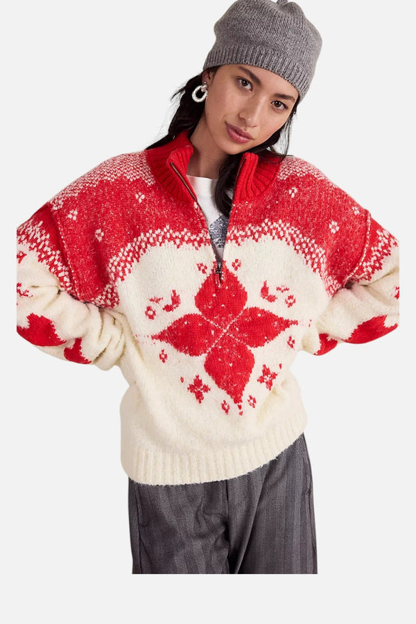Free People Mythical Sweater in Vanilla Scarlet