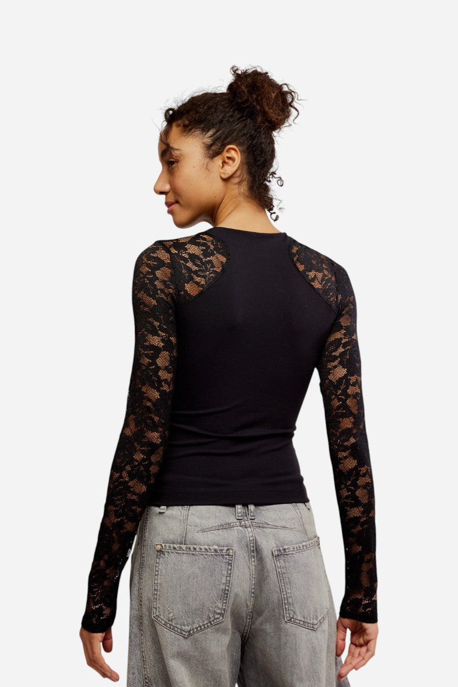 Free People No Excuses Long Sleeve in Black – side view