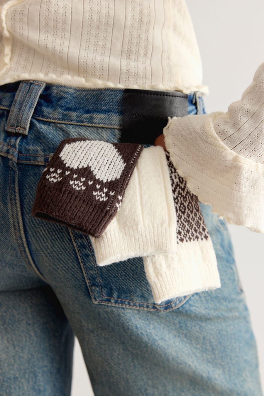 Free People Nordic Knit Sock Pack in Brown Pattern – back view