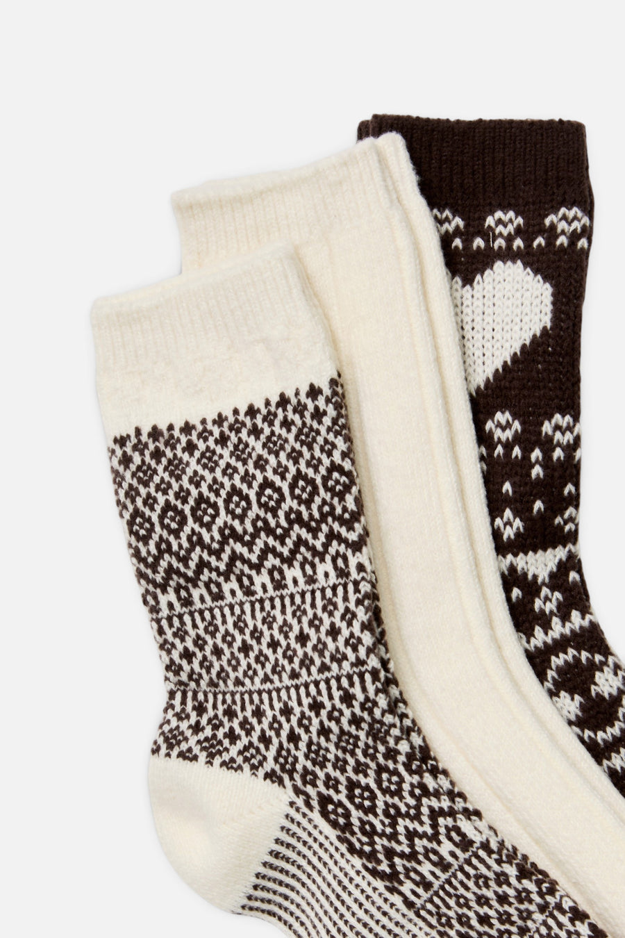 Free People Nordic Knit Sock Pack in Brown Pattern – front view