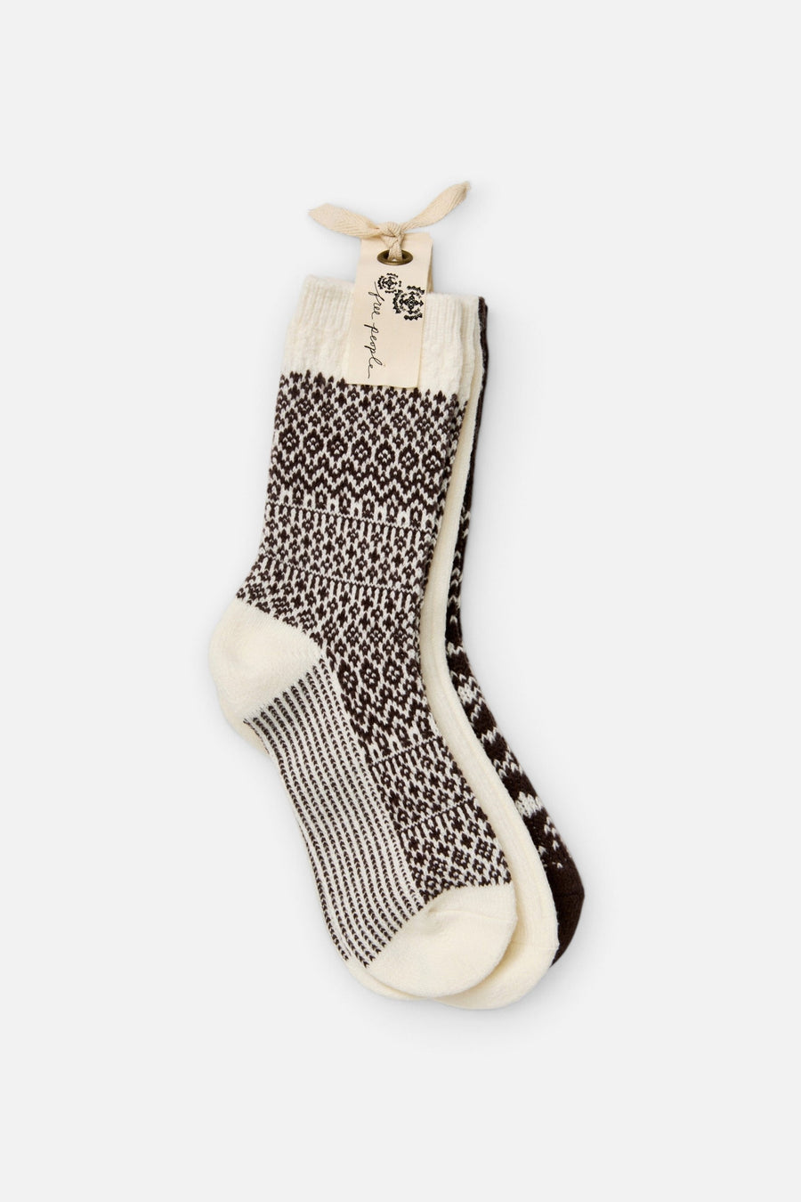 Free People Nordic Knit Sock Pack in Brown Pattern – pair