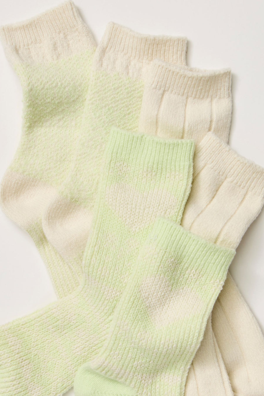 Free People Nordic Knit Sock Pack in Lime Cream – back view