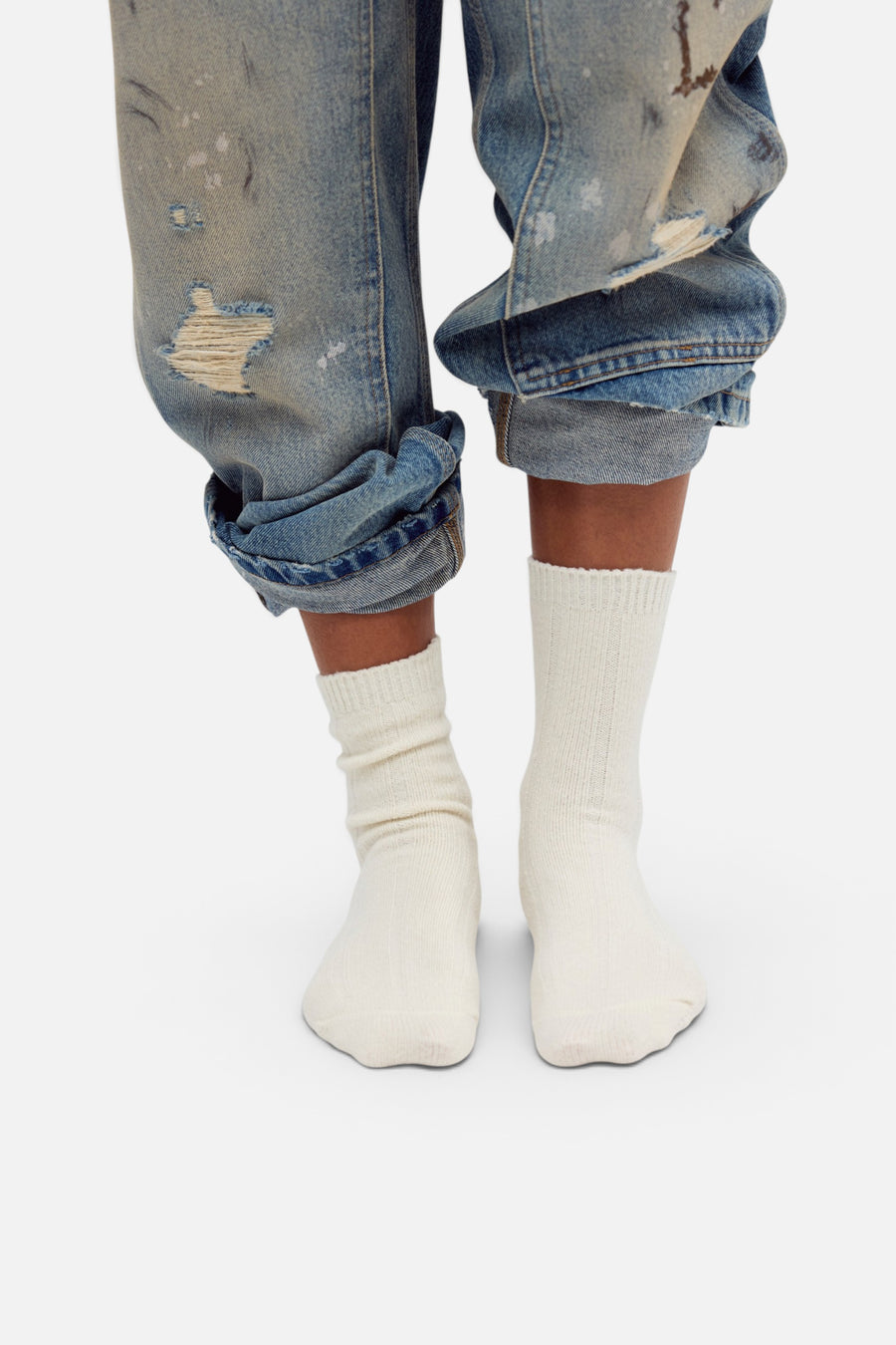 Free People Nordic Knit Sock Pack in Lime Cream – flat lay