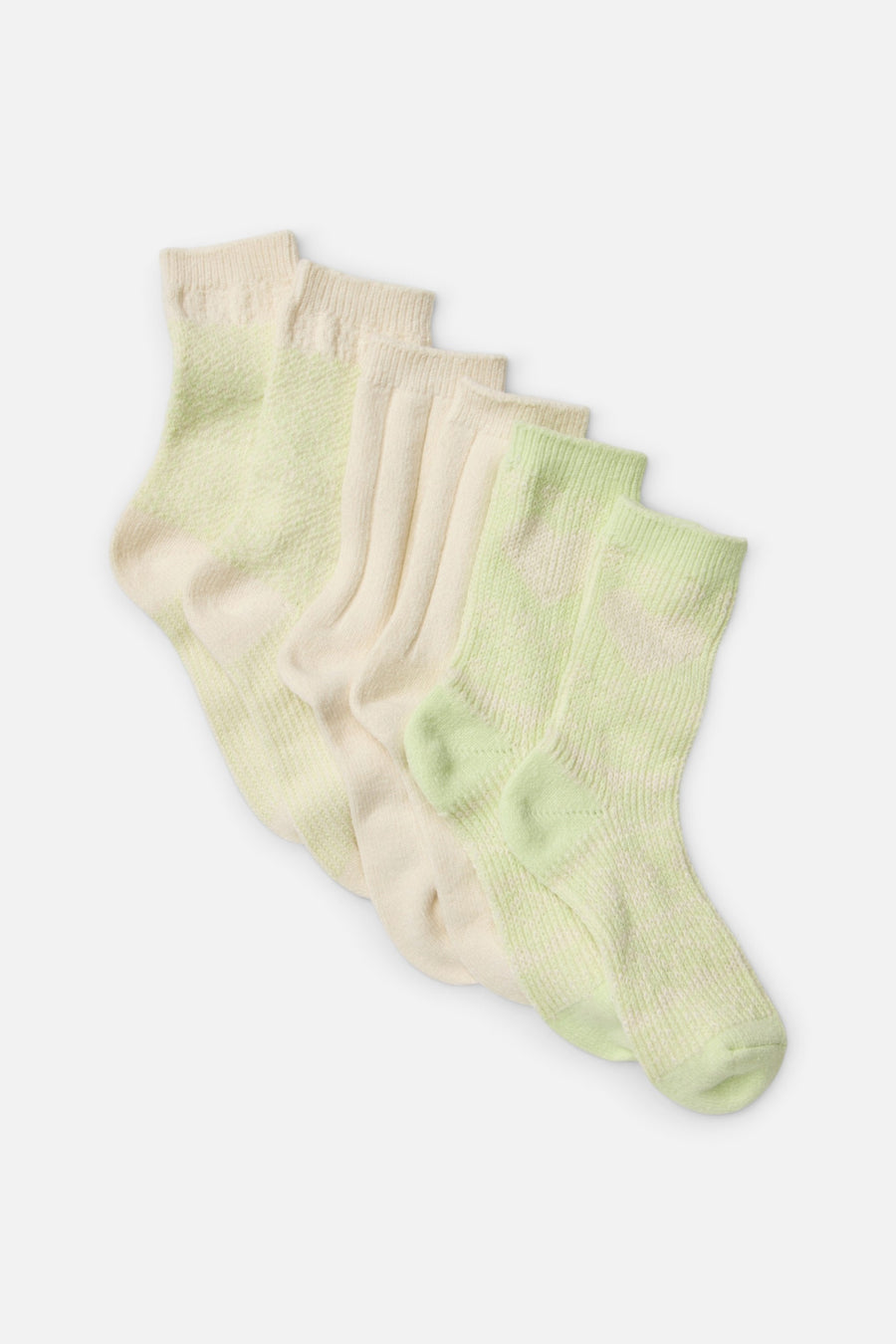 Free People Nordic Knit Sock Pack in Lime Cream – front view