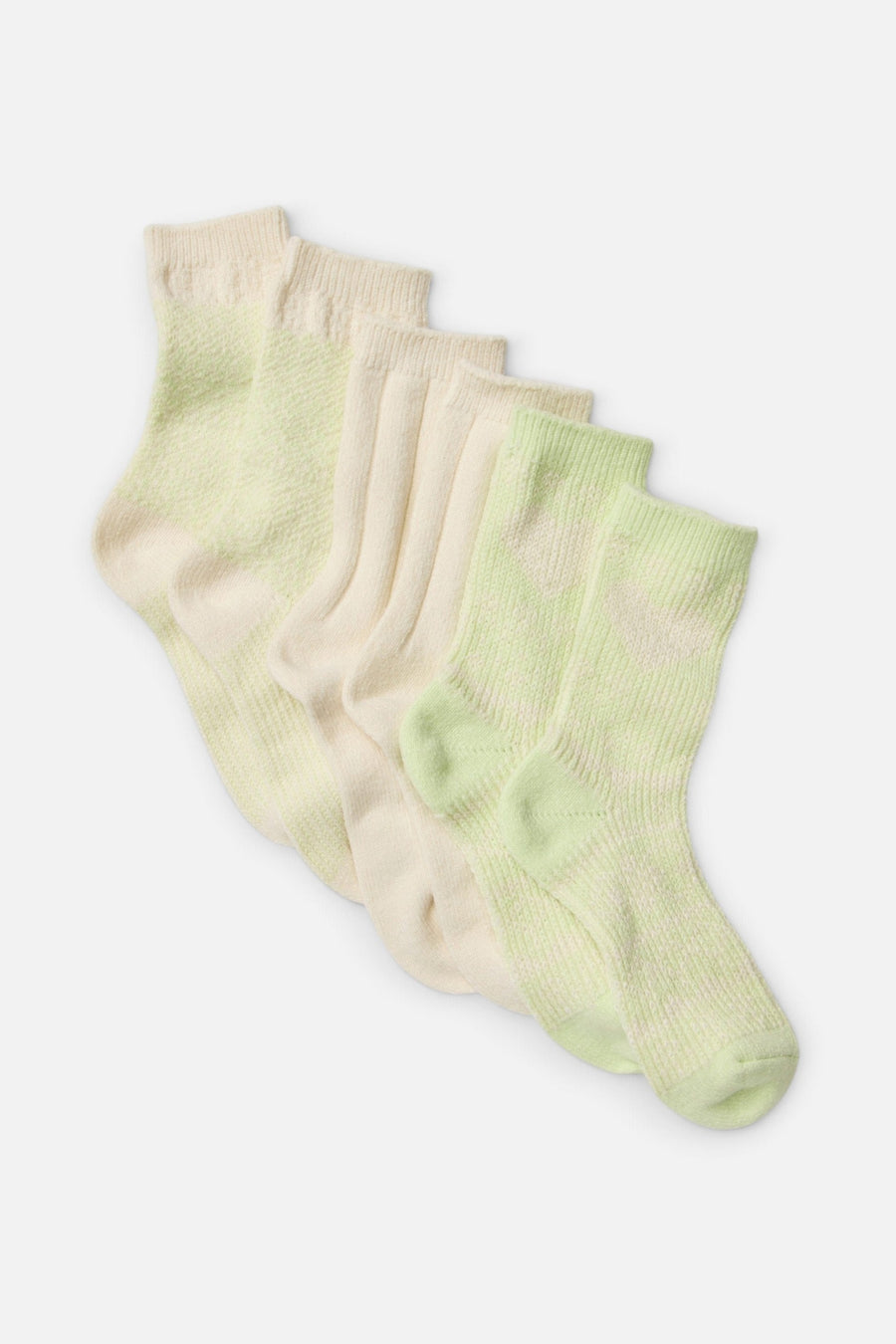 Free People Nordic Knit Sock Pack in Lime Cream – group shot