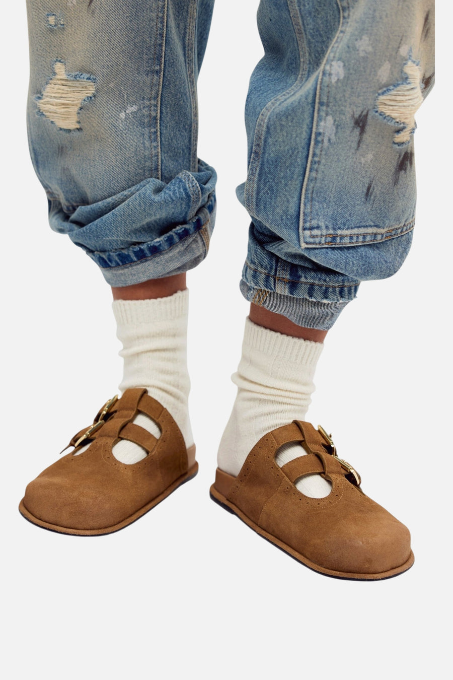 Free People Nordic Knit Sock Pack in Lime Cream – on model