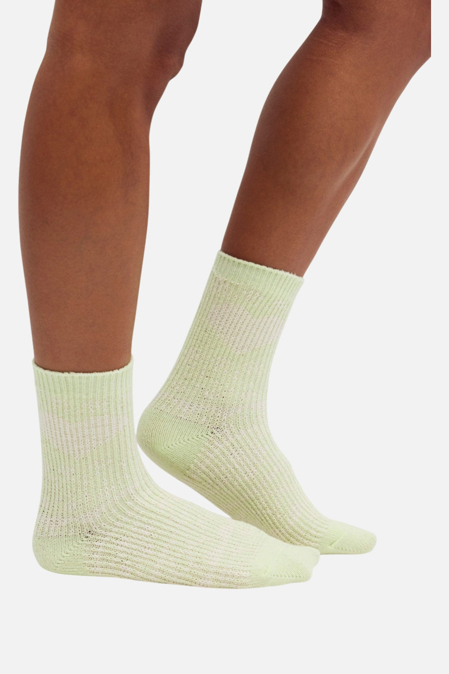 Free People Nordic Knit Sock Pack in Lime Cream – on model